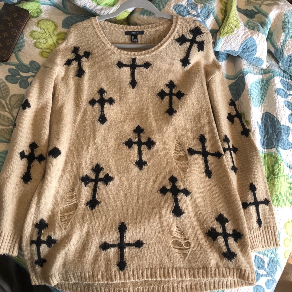 Tan Cross Sweater! Very lightly used!